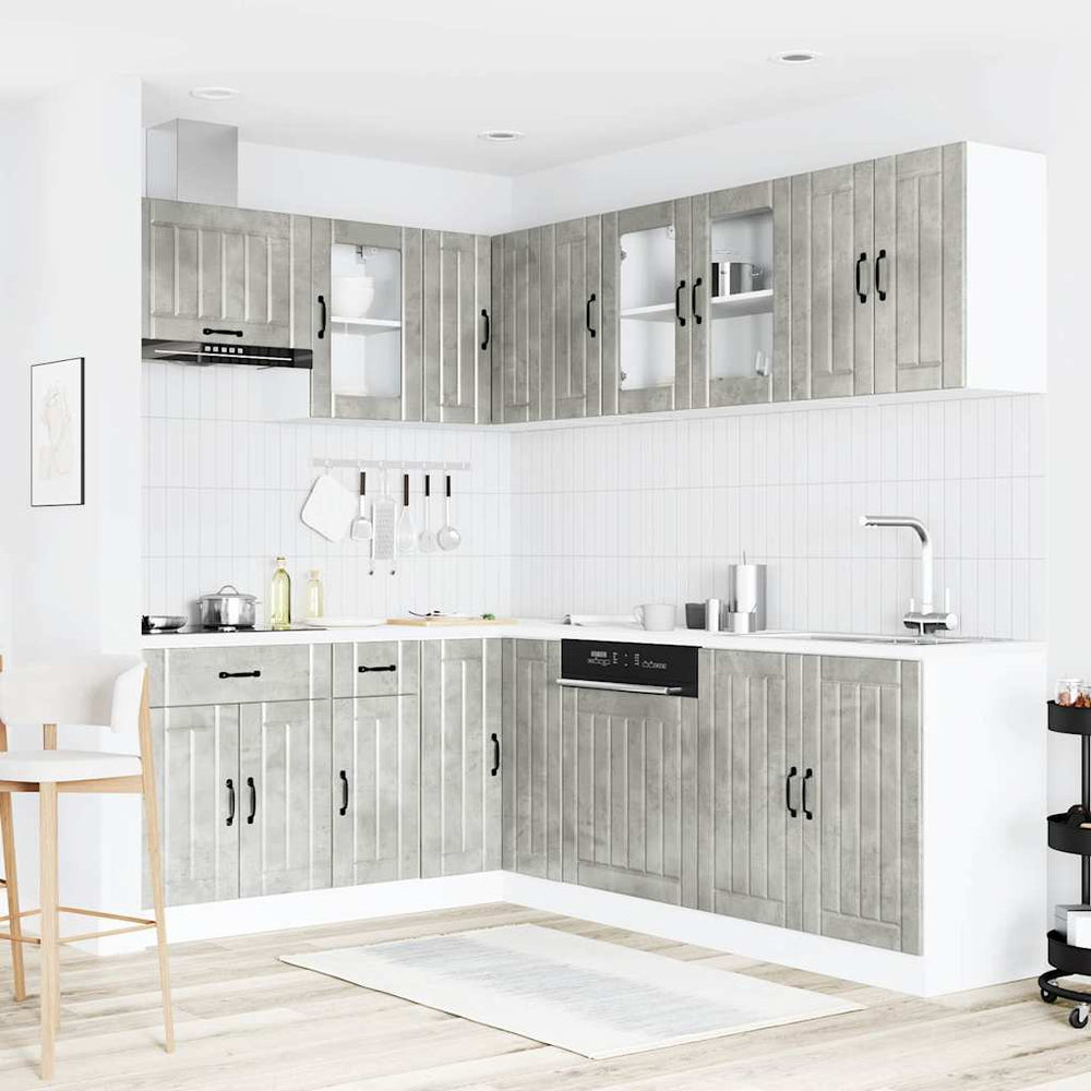 Virtuvinių spintelių komplektas, 11 dalių, Lucca, betono pilka