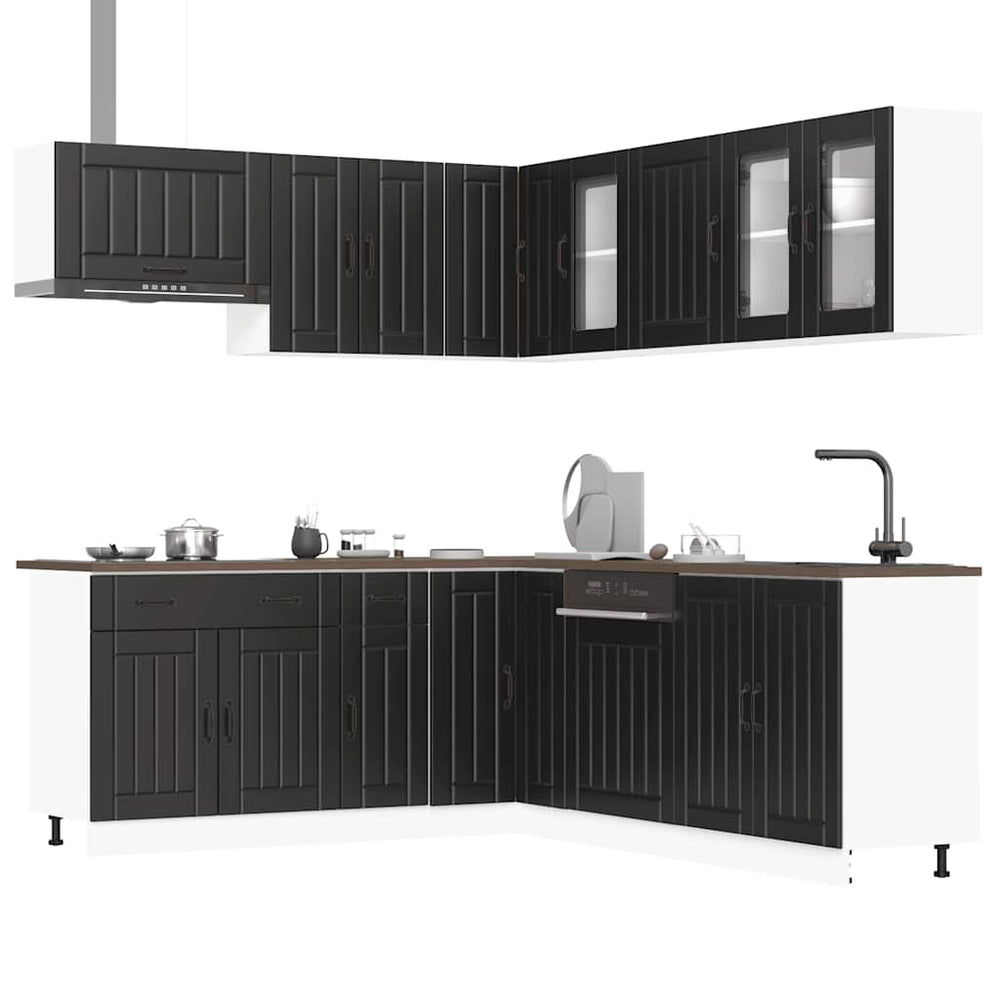Virtuvinių spintelių komplektas, 11 dalių, Lucca, juoda