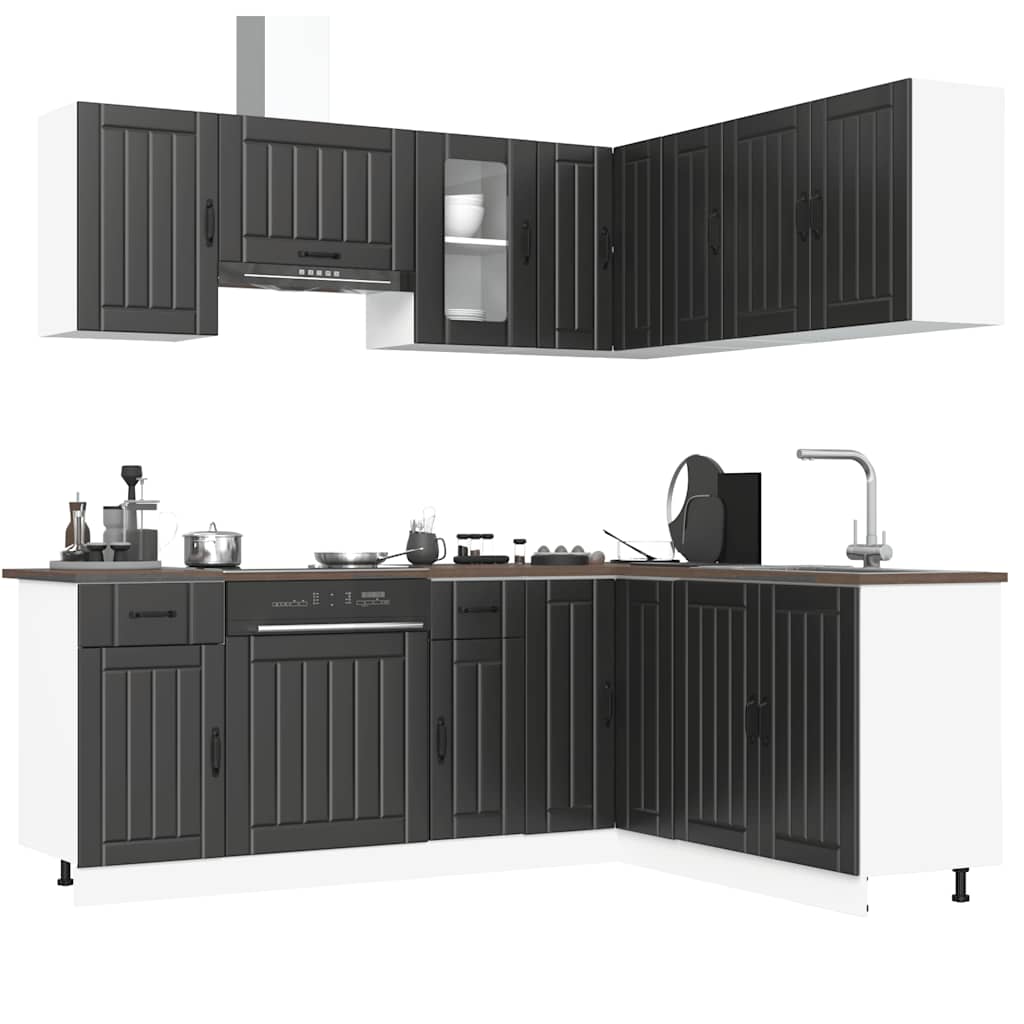 Kitchen cabinet set, 11 pieces, Kalmar, black