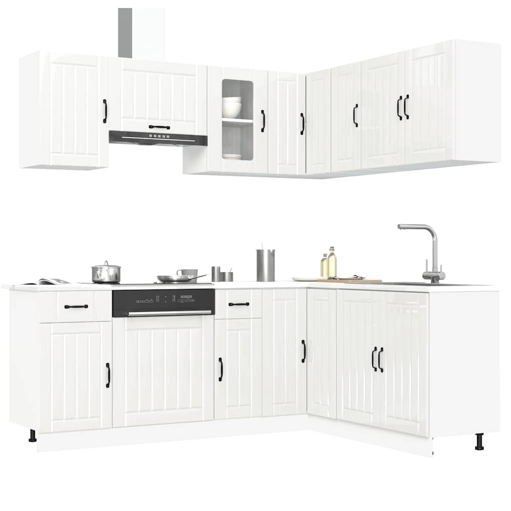 Virtuvinių spintelių komplektas, 11 dalių, Lucca, balta