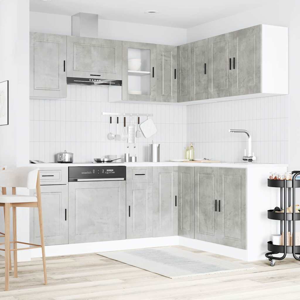 Kitchen cabinet set, 11 pieces, Porto, concrete grey