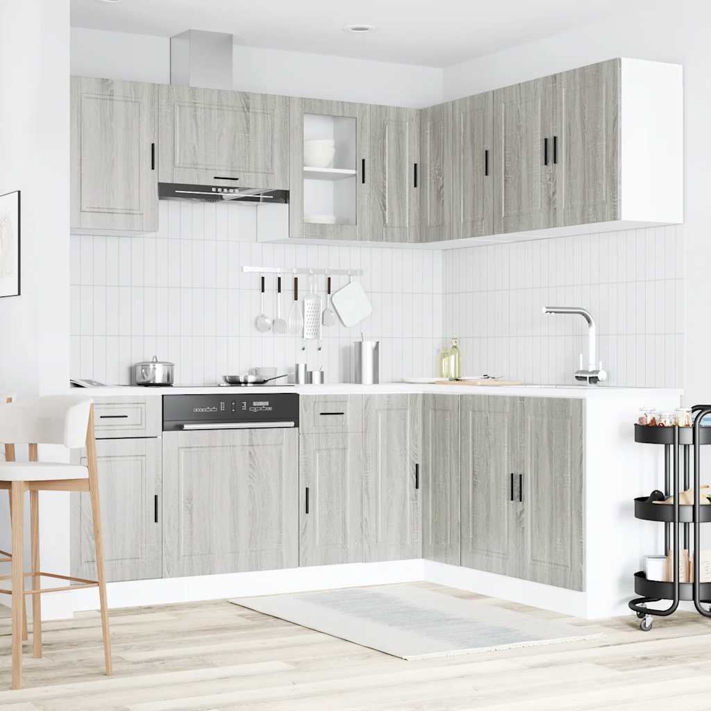 Kitchen cabinet set, 11 pieces, Porto, grey