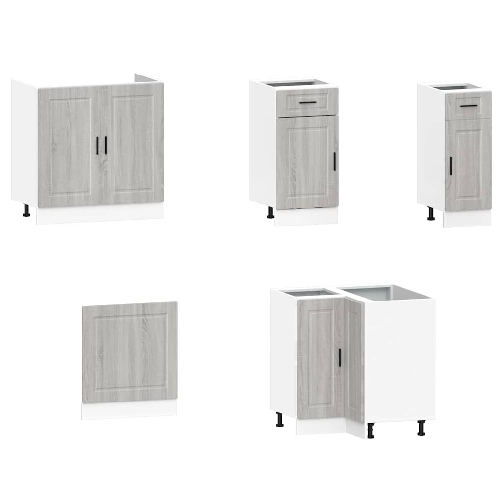 Kitchen cabinet set, 11 pieces, Porto, grey