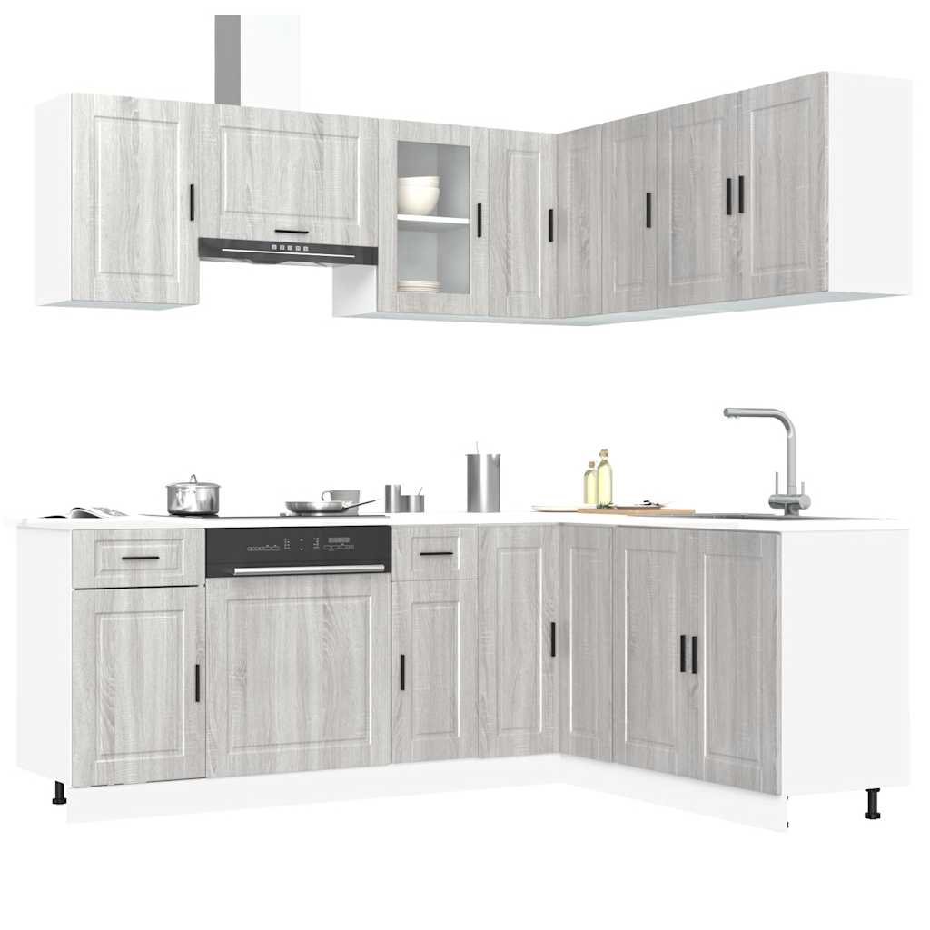 Kitchen cabinet set, 11 pieces, Porto, grey
