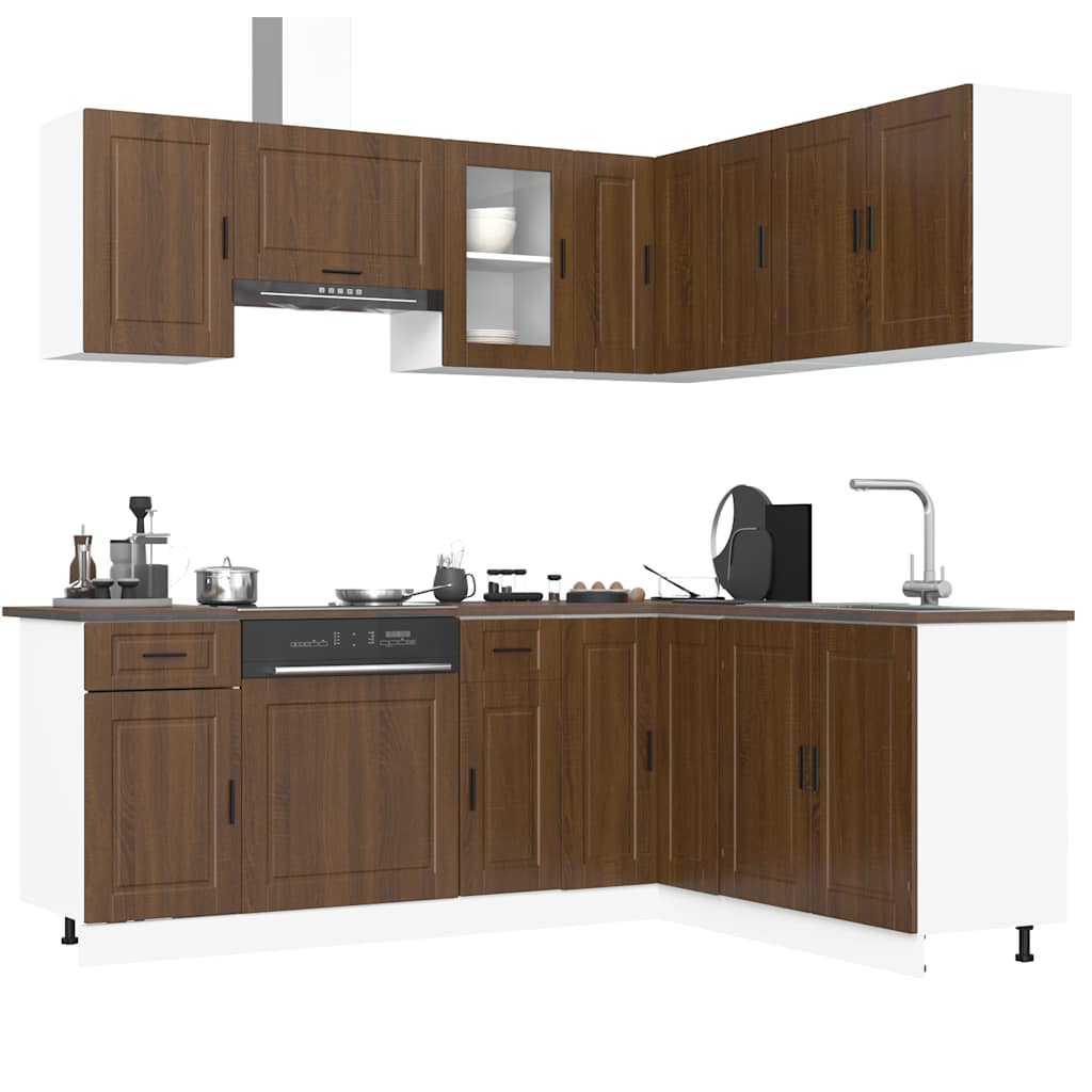 Kitchen cabinet set, 11 pieces, Porto, brown