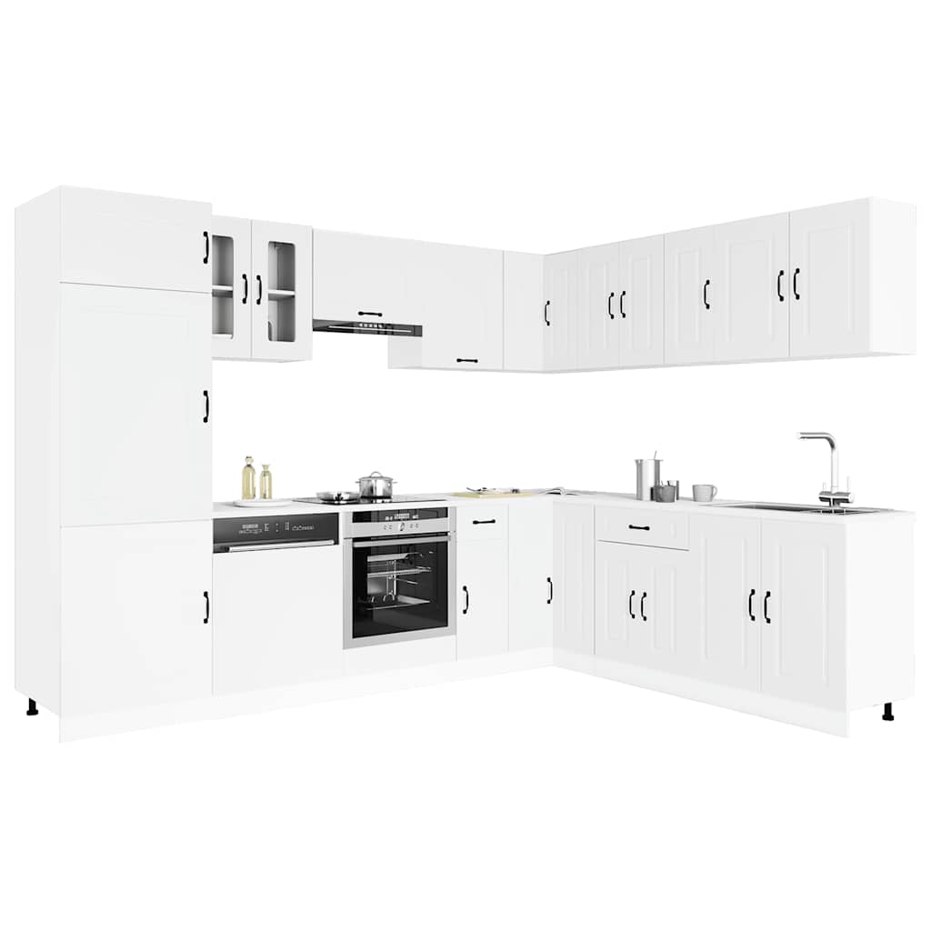 Virtuvinių spintelių komplektas, 14 dalių, Kalmar, balta