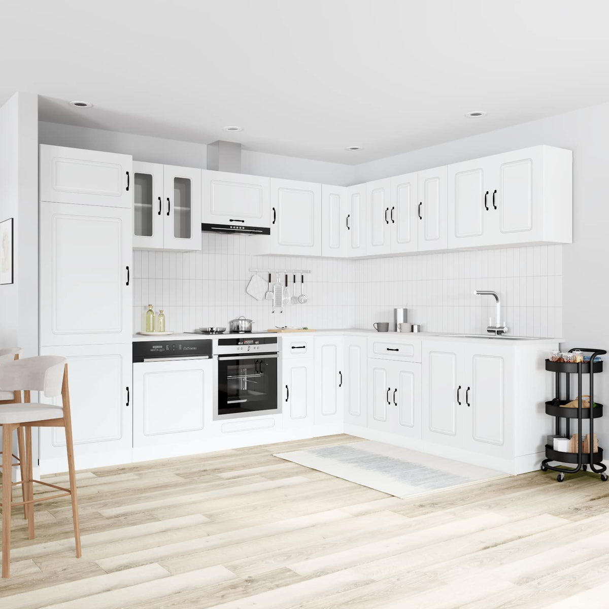 Virtuvinių spintelių komplektas, 14 dalių, Kalmar, balta