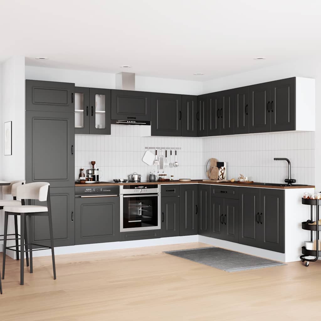 Virtuvinių spintelių komplektas, 14 dalių, Kalmar, juoda