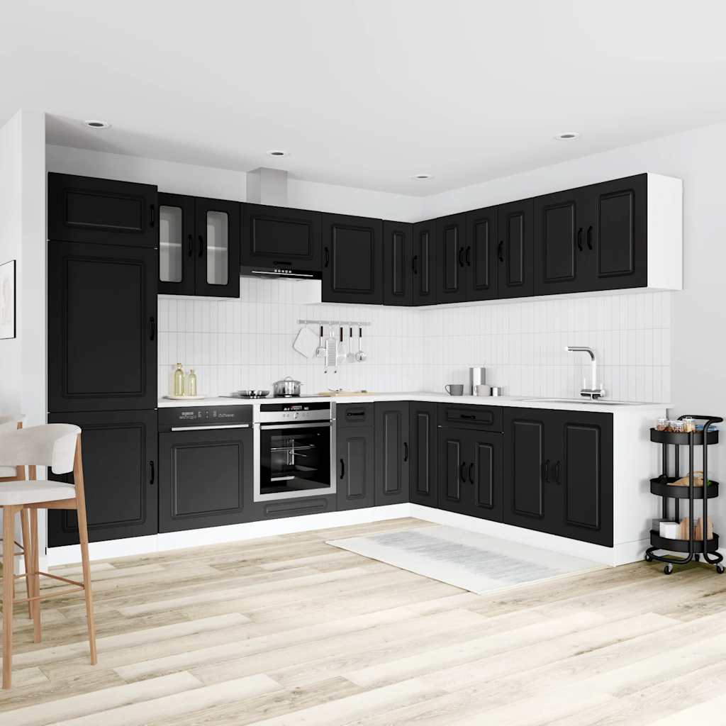 Virtuvinių spintelių komplektas, 14 dalių, Kalmar, juoda