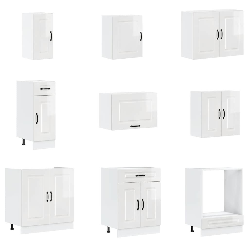 Virtuvinių spintelių komplektas, 14 dalių, Kalmar, balta