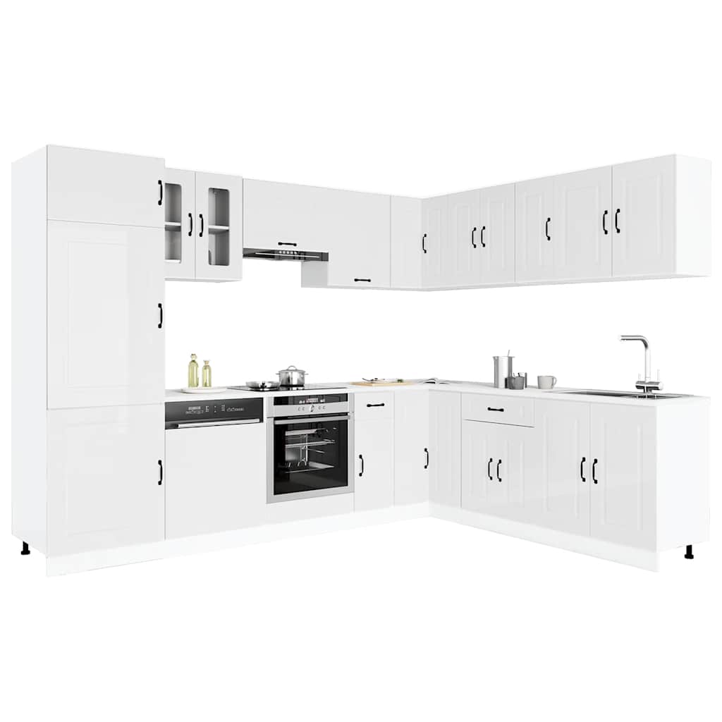Virtuvinių spintelių komplektas, 14 dalių, Kalmar, balta