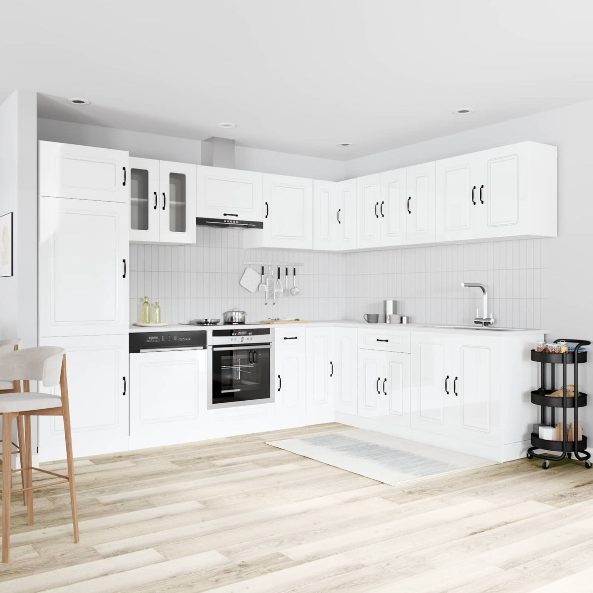 Virtuvinių spintelių komplektas, 14 dalių, Kalmar, balta