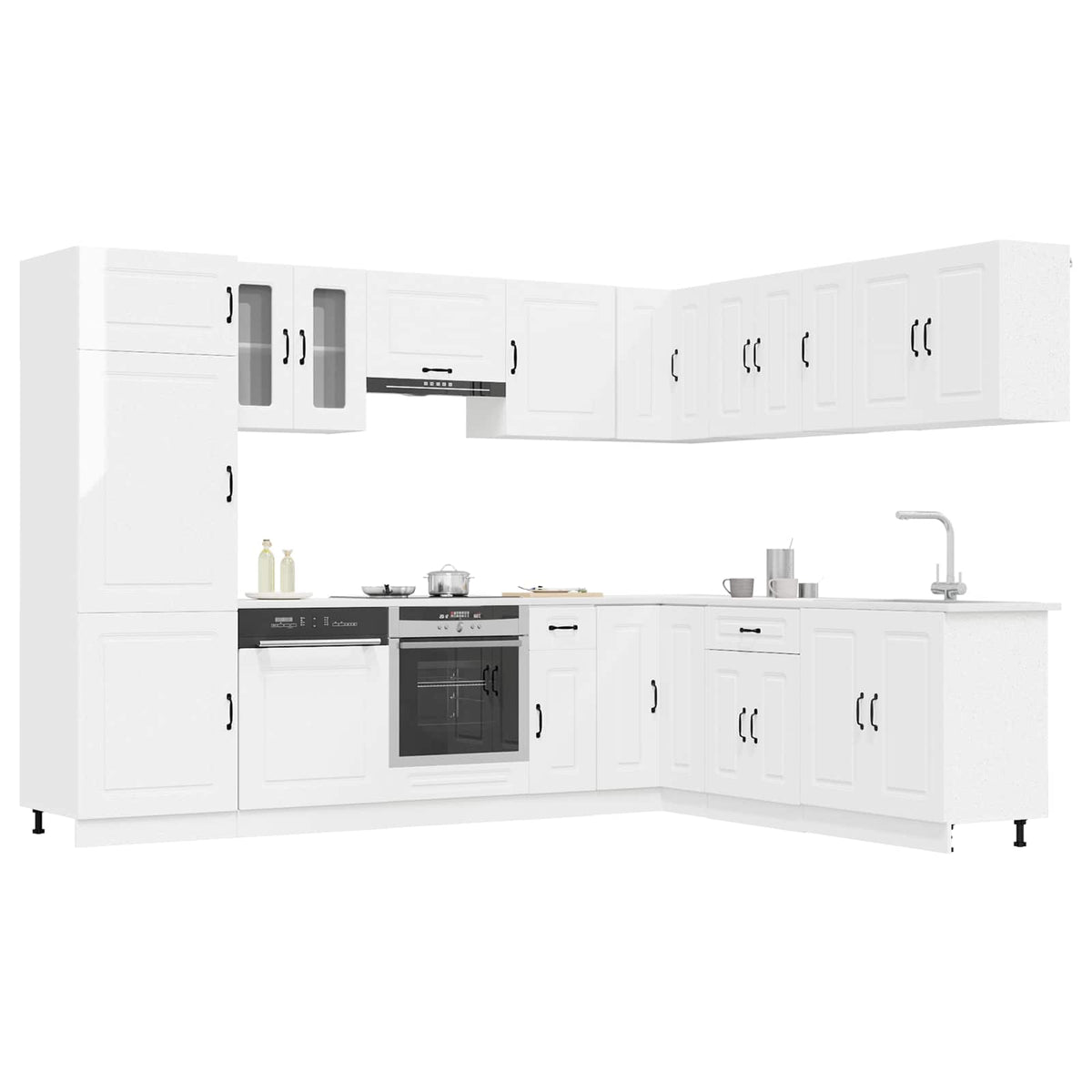 Virtuvinių spintelių komplektas, 14 dalių, Kalmar, balta