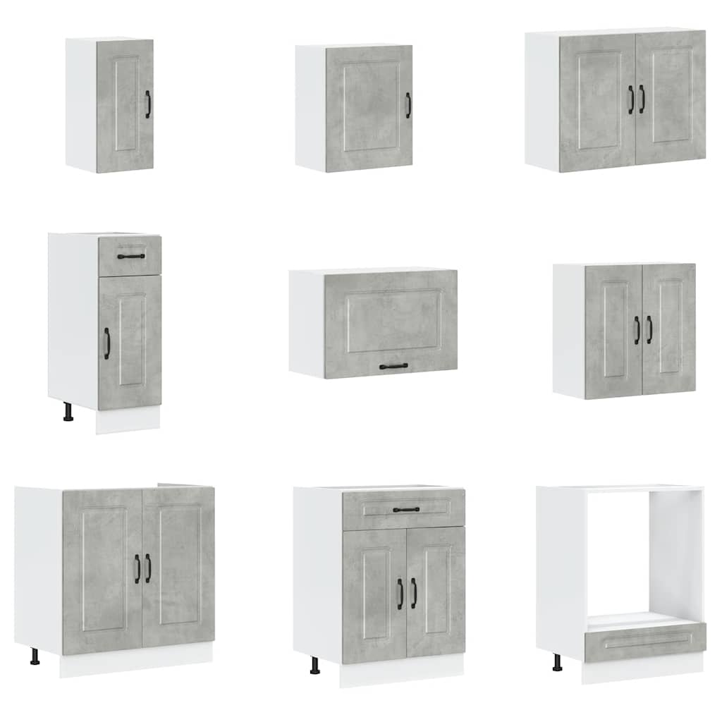 Kitchen cabinet set, 14 pieces, Kalmar, concrete grey