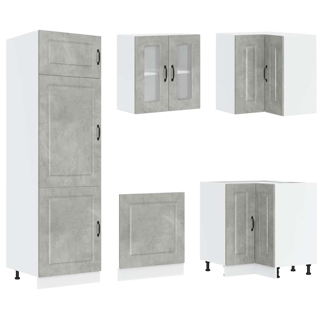 Kitchen cabinet set, 14 pieces, Kalmar, concrete grey
