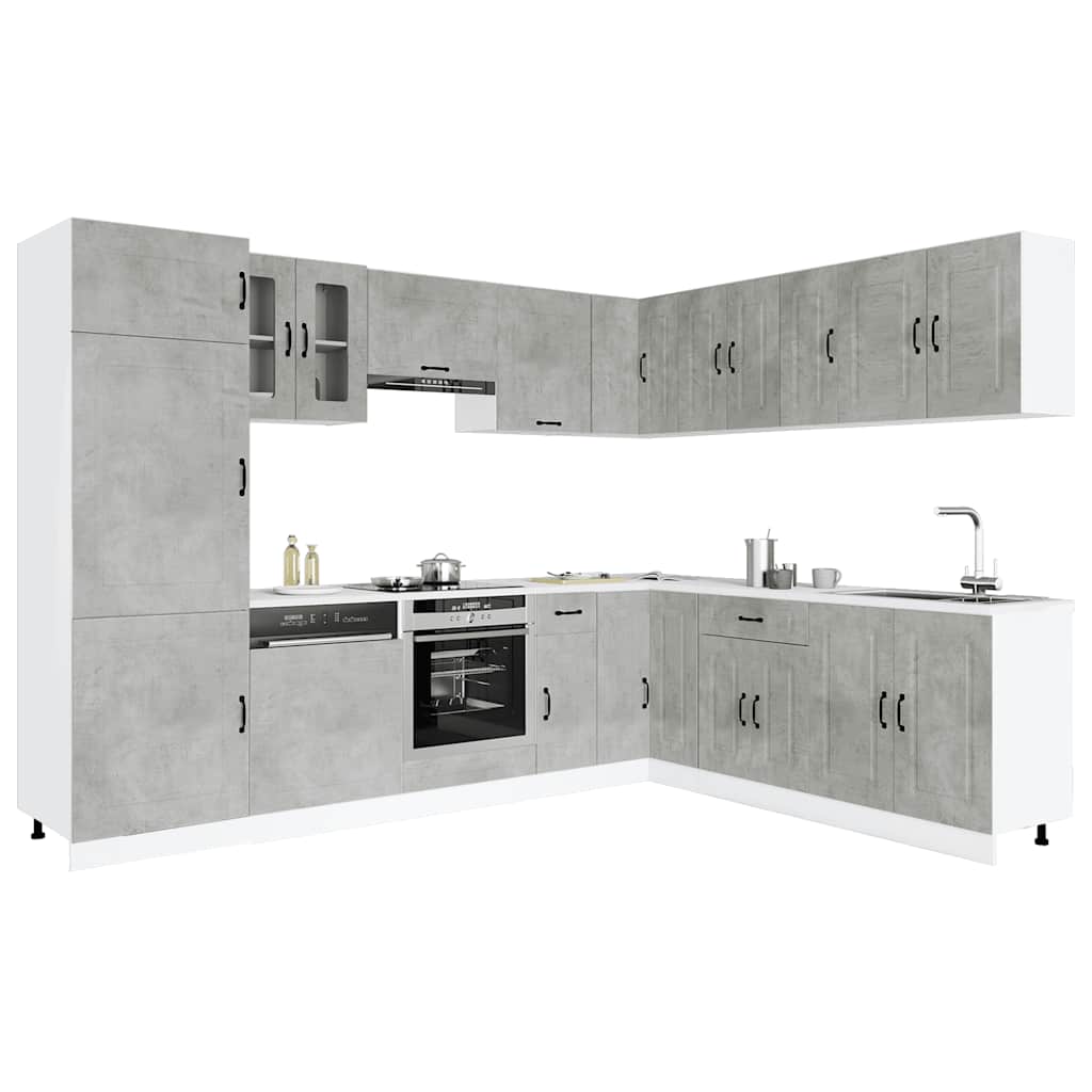 Kitchen cabinet set, 14 pieces, Kalmar, concrete grey