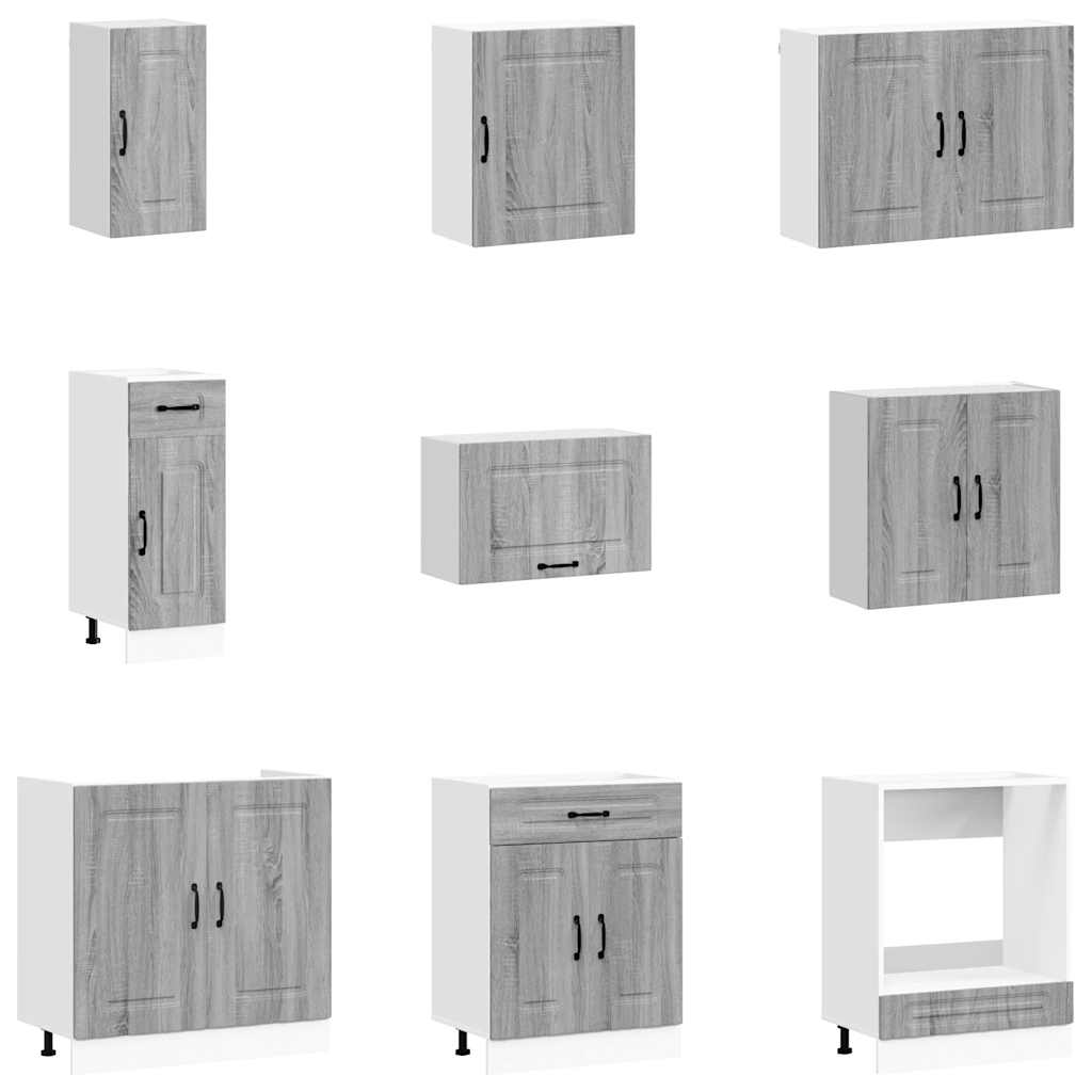 Kitchen cabinet set, 14 pieces, Kalmar, grey