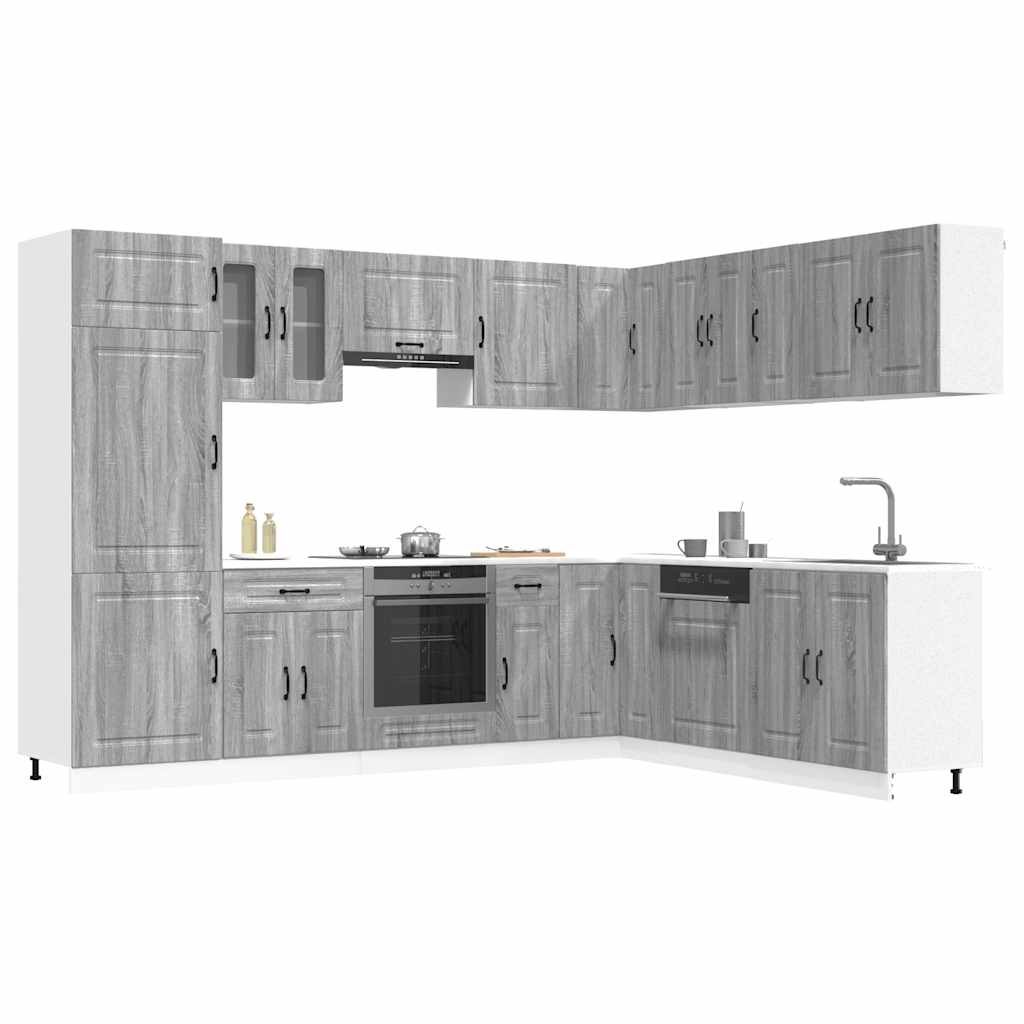 Kitchen cabinet set, 14 pieces, Kalmar, grey