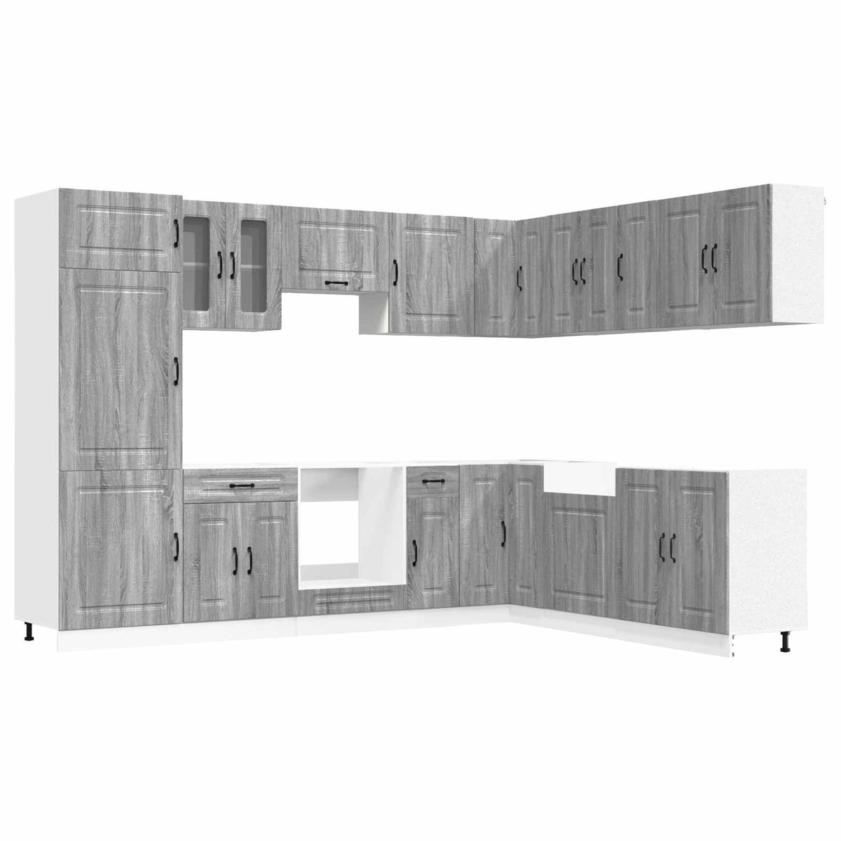 Kitchen cabinet set, 14 pieces, Kalmar, grey