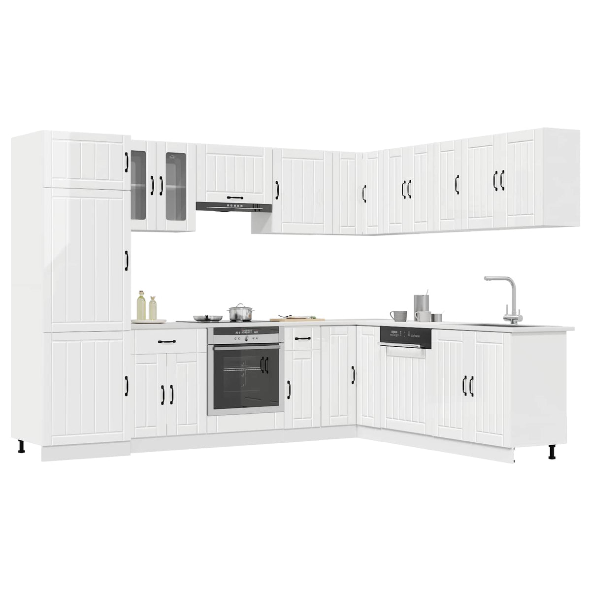 Virtuvinių spintelių komplektas, 14 dalių, Lucca, balta