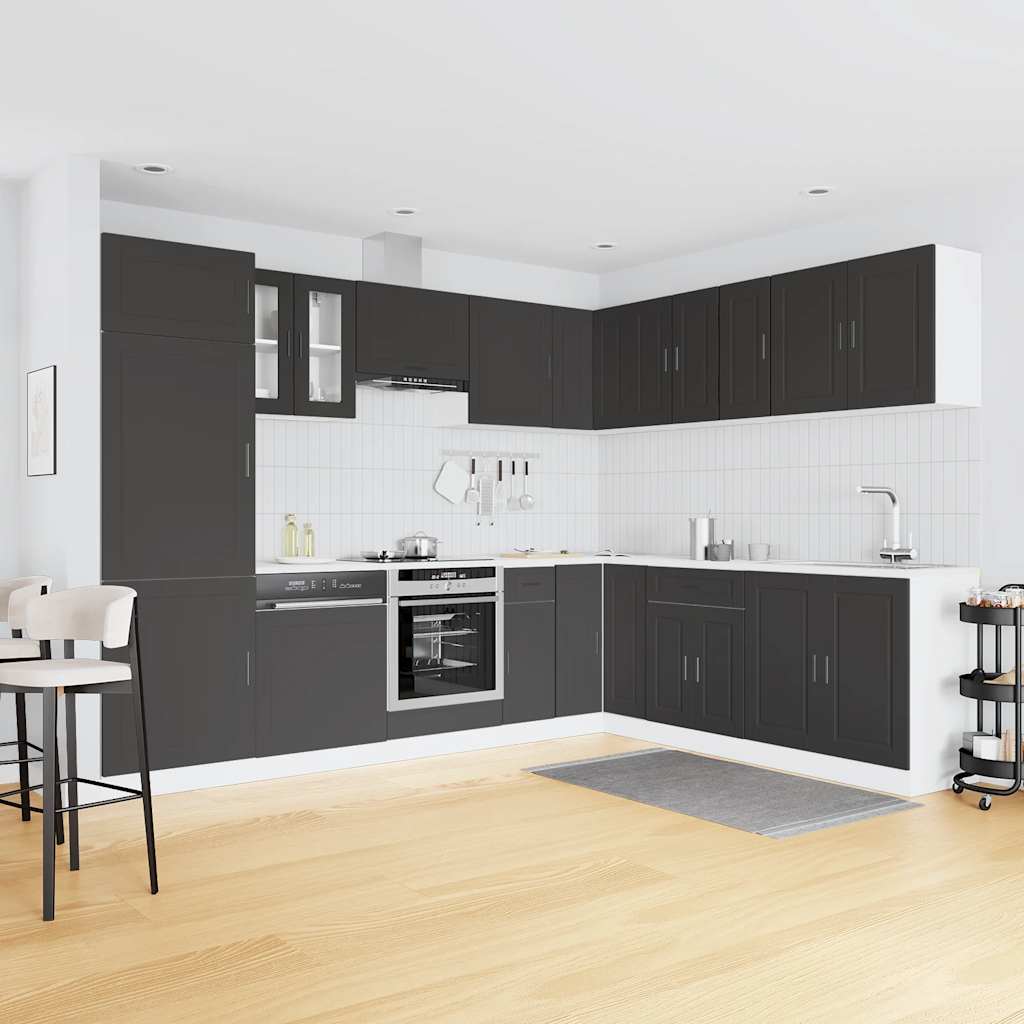 Virtuvinių spintelių komplektas, 14 dalių, Porto, juoda