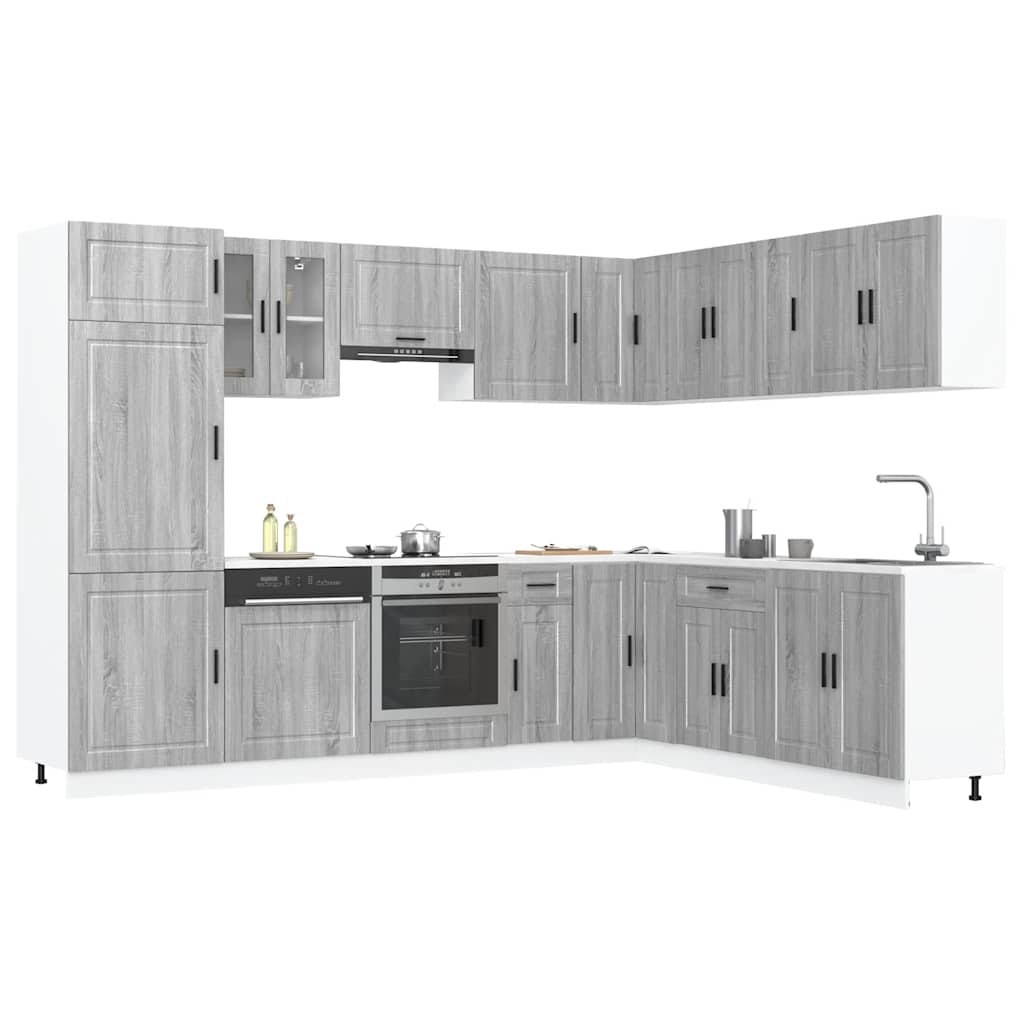 Virtuvinių spintelių komplektas, 14 dalių, Porto, pilka
