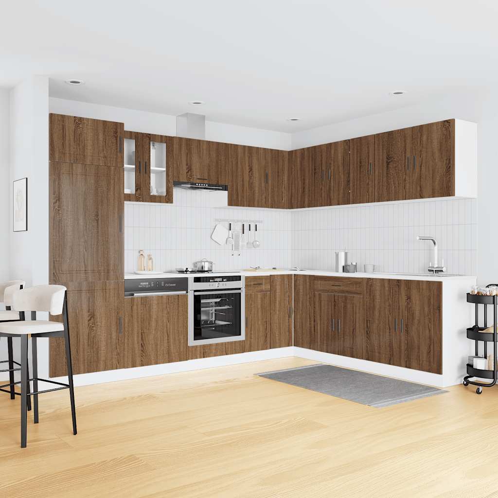 Kitchen cabinet set, 14 pieces, Porto, brown