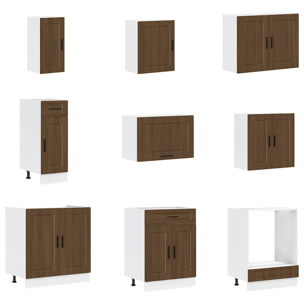Kitchen cabinet set, 14 pieces, Porto, brown