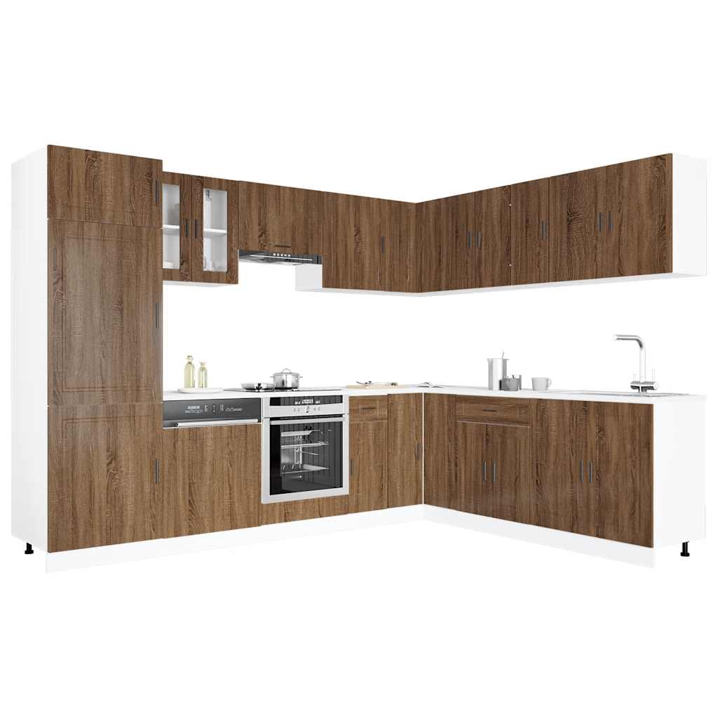 Kitchen cabinet set, 14 pieces, Porto, brown