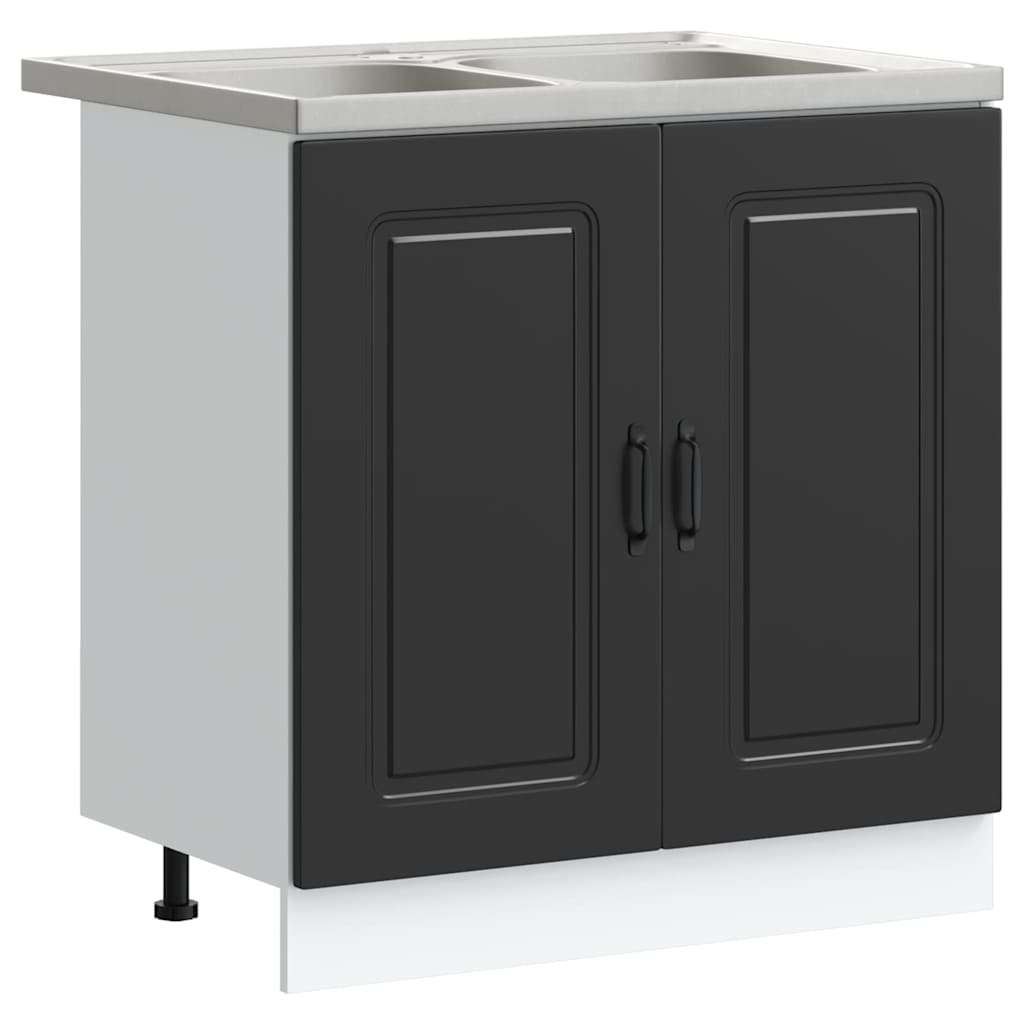 Kitchen Cabinet with Storage Kalmar Black 80 x 46 x 81.5 cm
