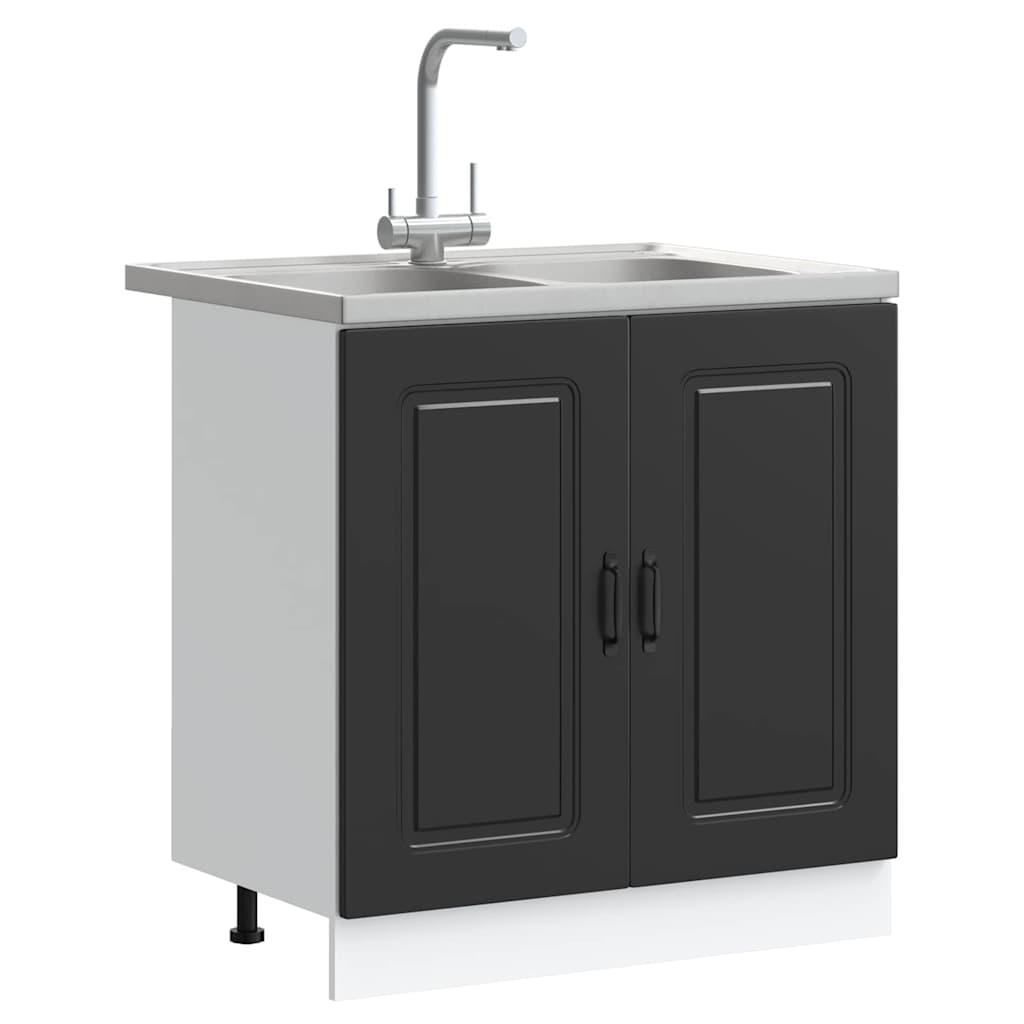 Kitchen Cabinet with Storage Kalmar Black 80 x 46 x 81.5 cm