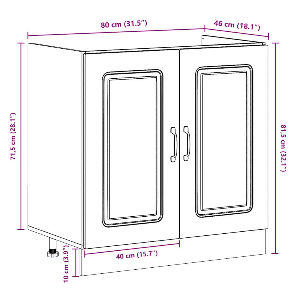 Kitchen Cabinet with Storage Kalmar Black 80 x 46 x 81.5 cm