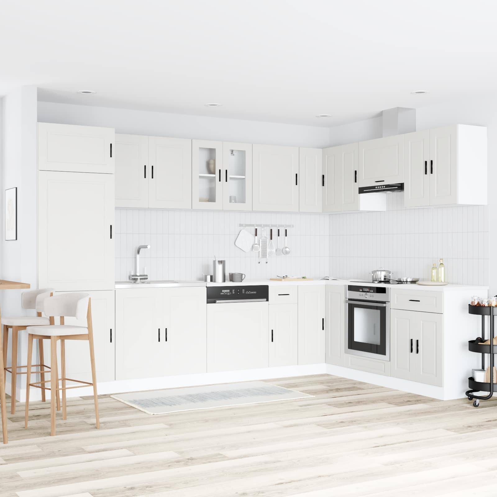 Pear main cabinet Porto 2 pcs White Engineered wood