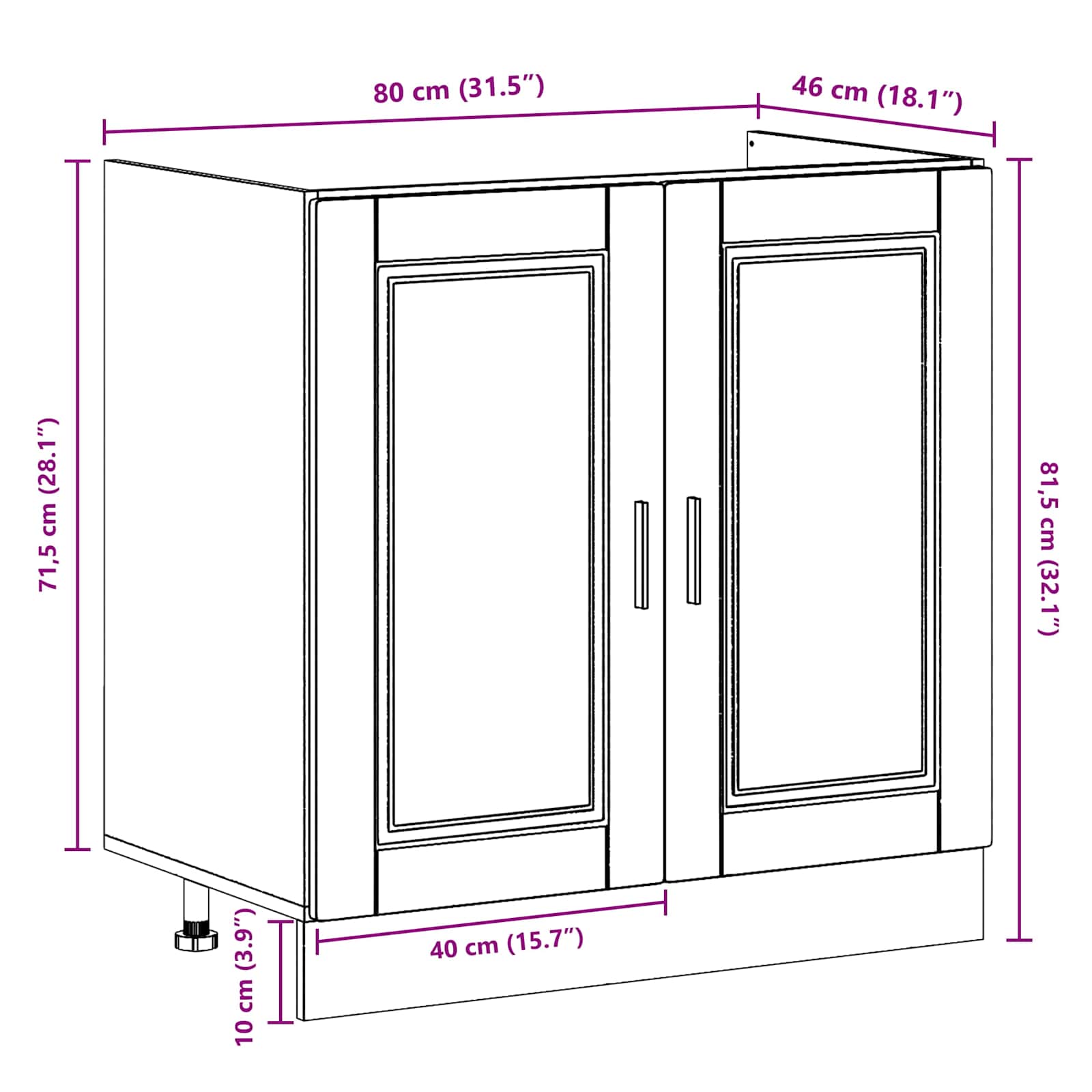 Pear main cabinet Porto 2 pcs White Engineered wood