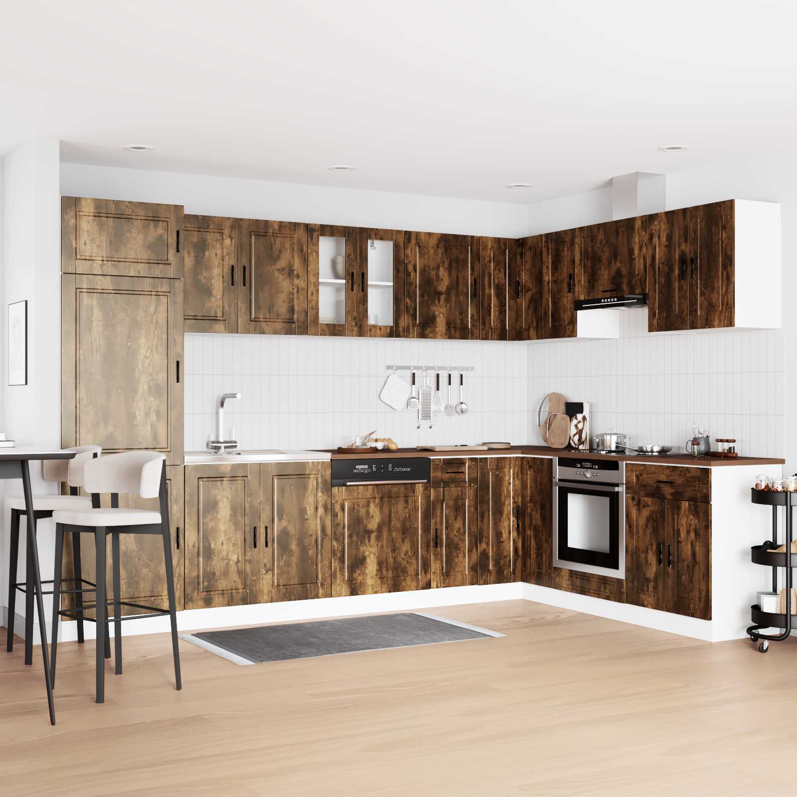 Pear Main Cabinet Porto 2 pcs Brown Engineered wood