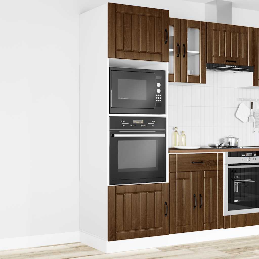 Oven cabinets, 2 units, Kalmar, brown, engineered wood