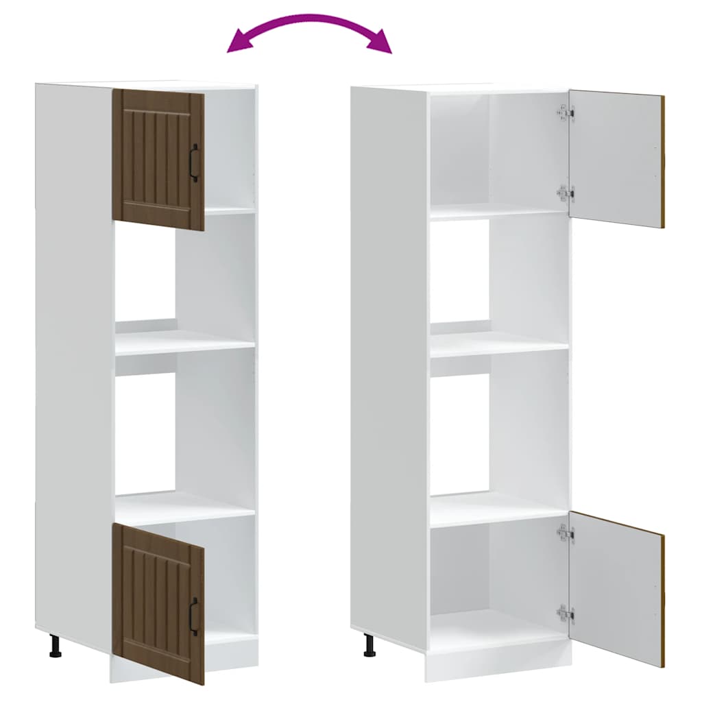 Oven cabinets, 2 units, Kalmar, brown, engineered wood