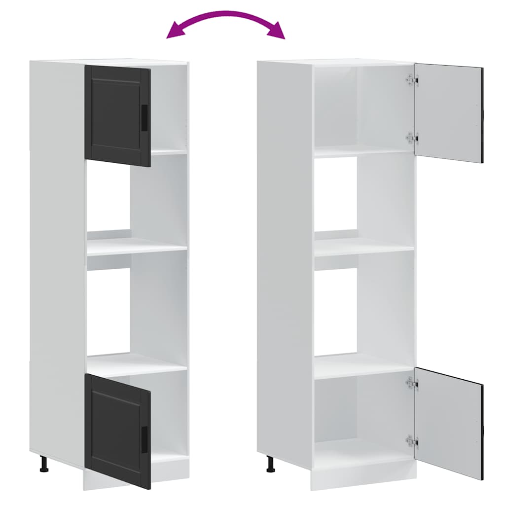 Oven cabinets, 2 pcs., Porto, black, engineered wood