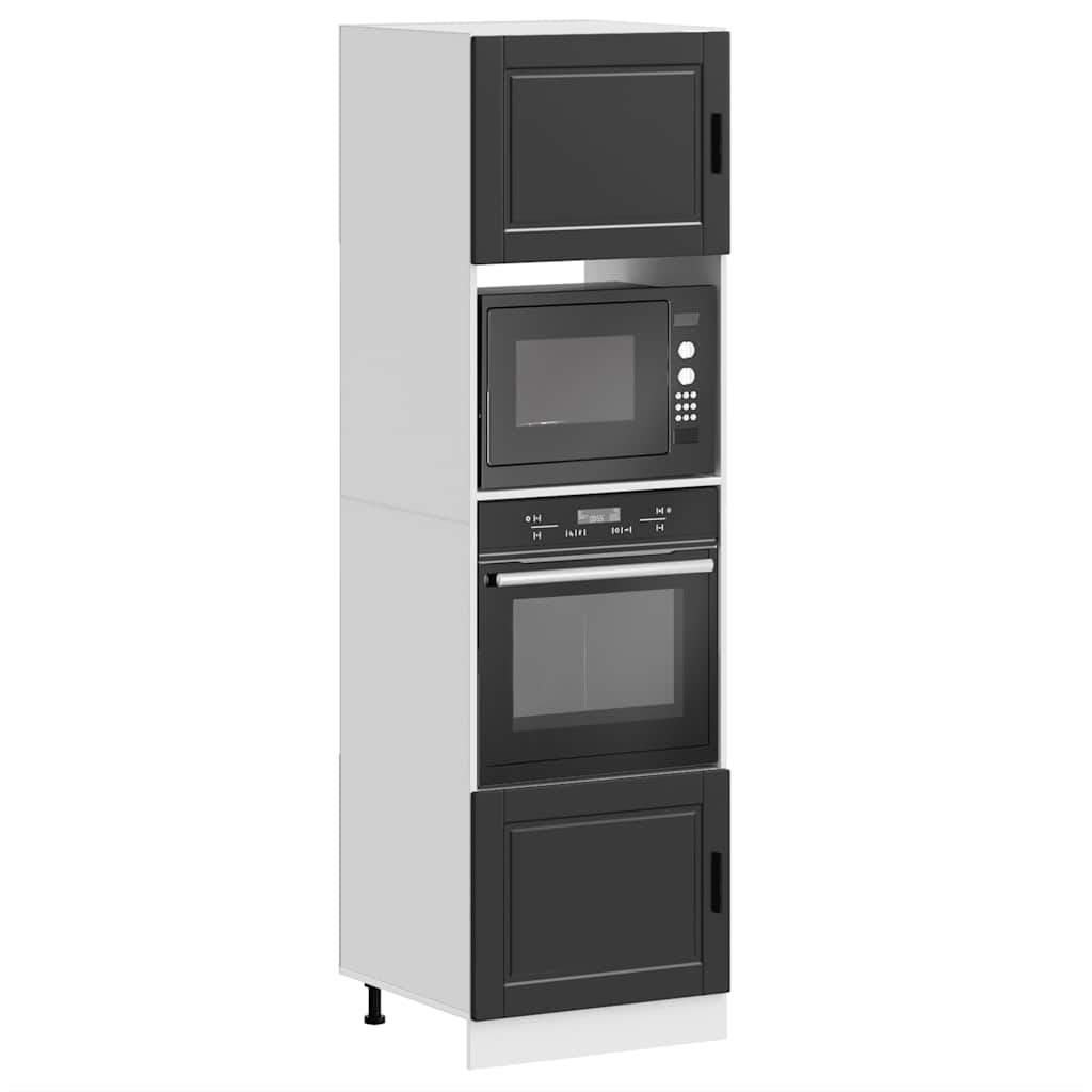 Oven cabinets, 2 pcs., Porto, black, engineered wood