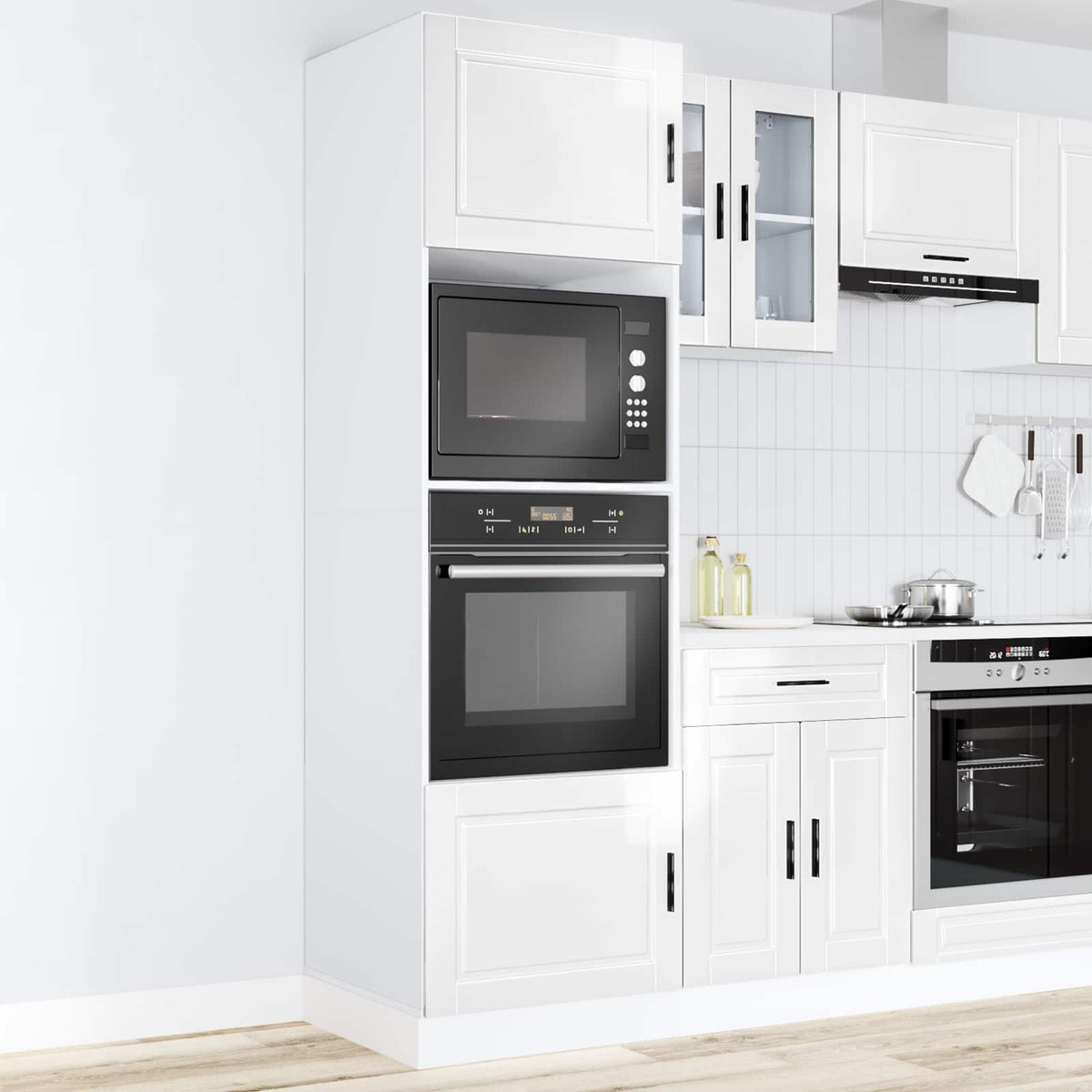 Oven cabinets, 2 pcs., Porto, white, treated wood