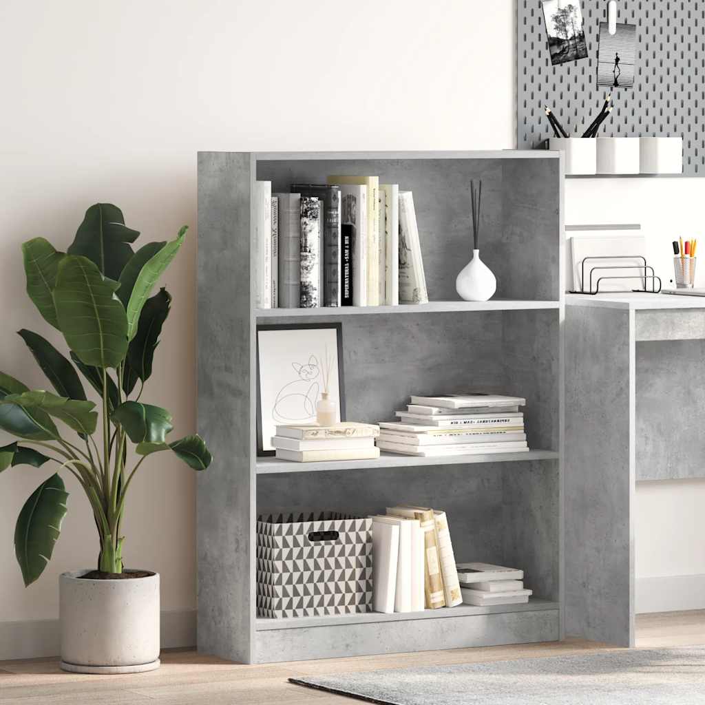 Knygų spinta, betono pilka, 80x24x109cm, apdirbta mediena