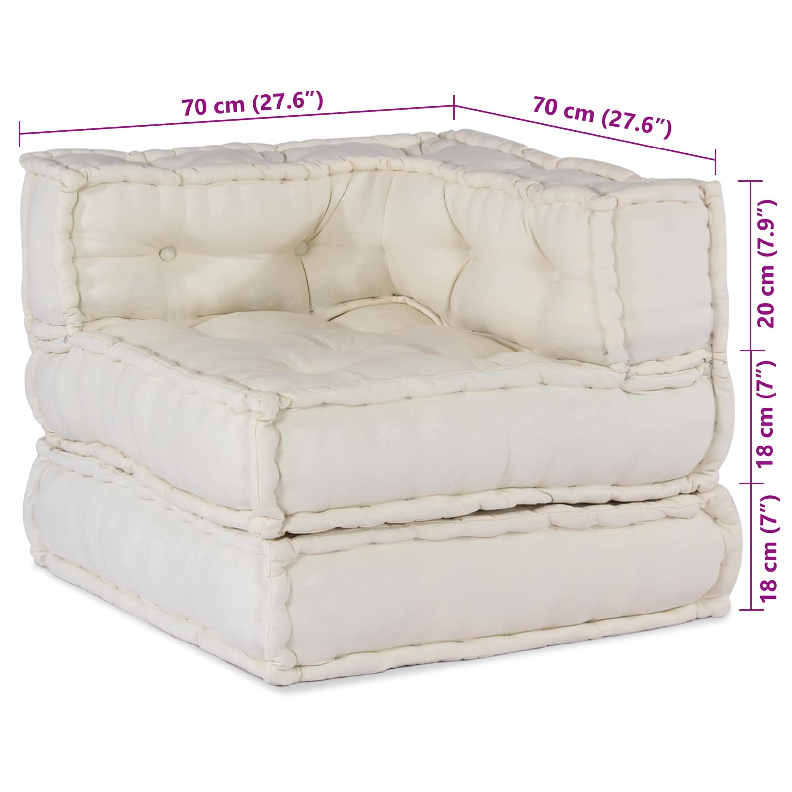 Modulinė sofa 2 pcs Kreminė 140 x 70 x 56 cm Audinys