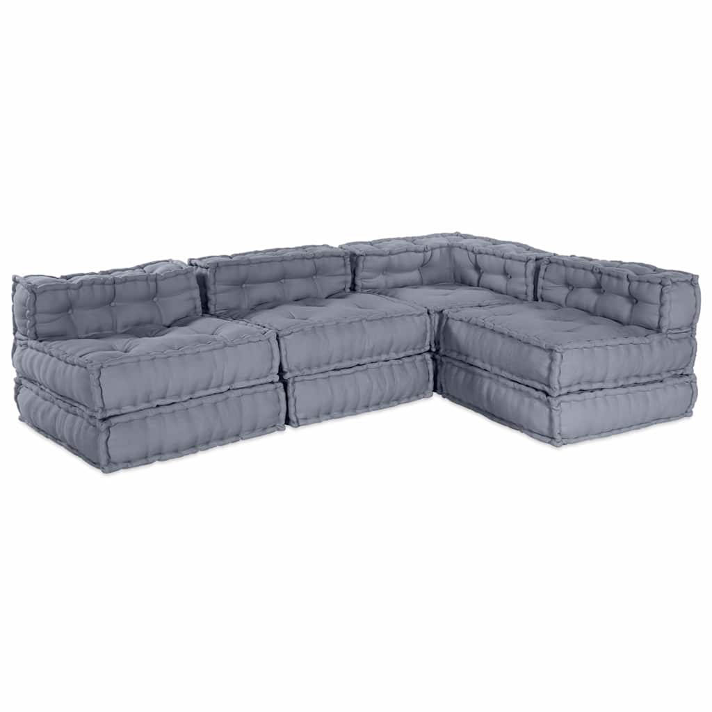 4-vietis modulinis pufas sofa konvertuojamas pilkos spalvos audinys