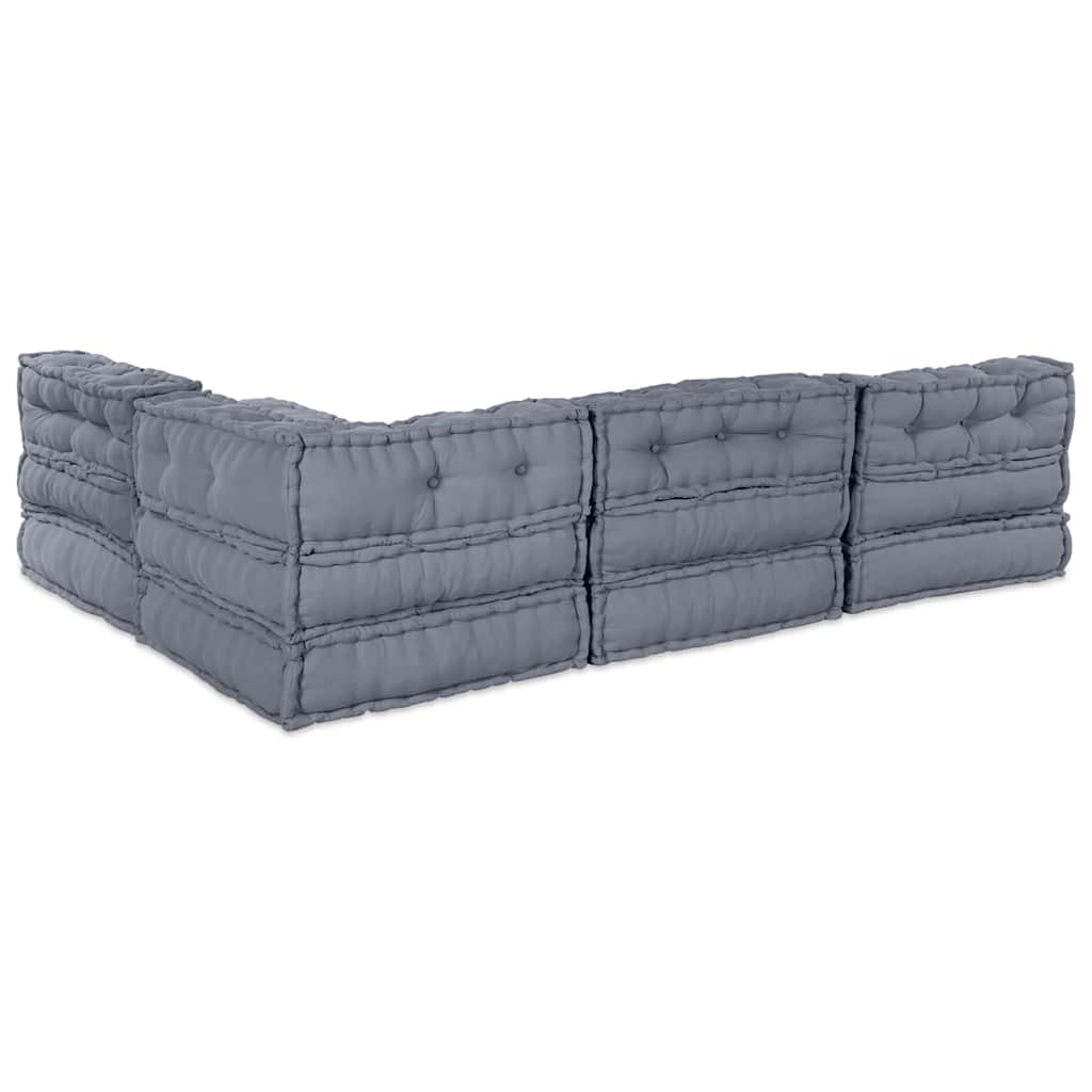 4-vietis modulinis pufas sofa konvertuojamas pilkos spalvos audinys