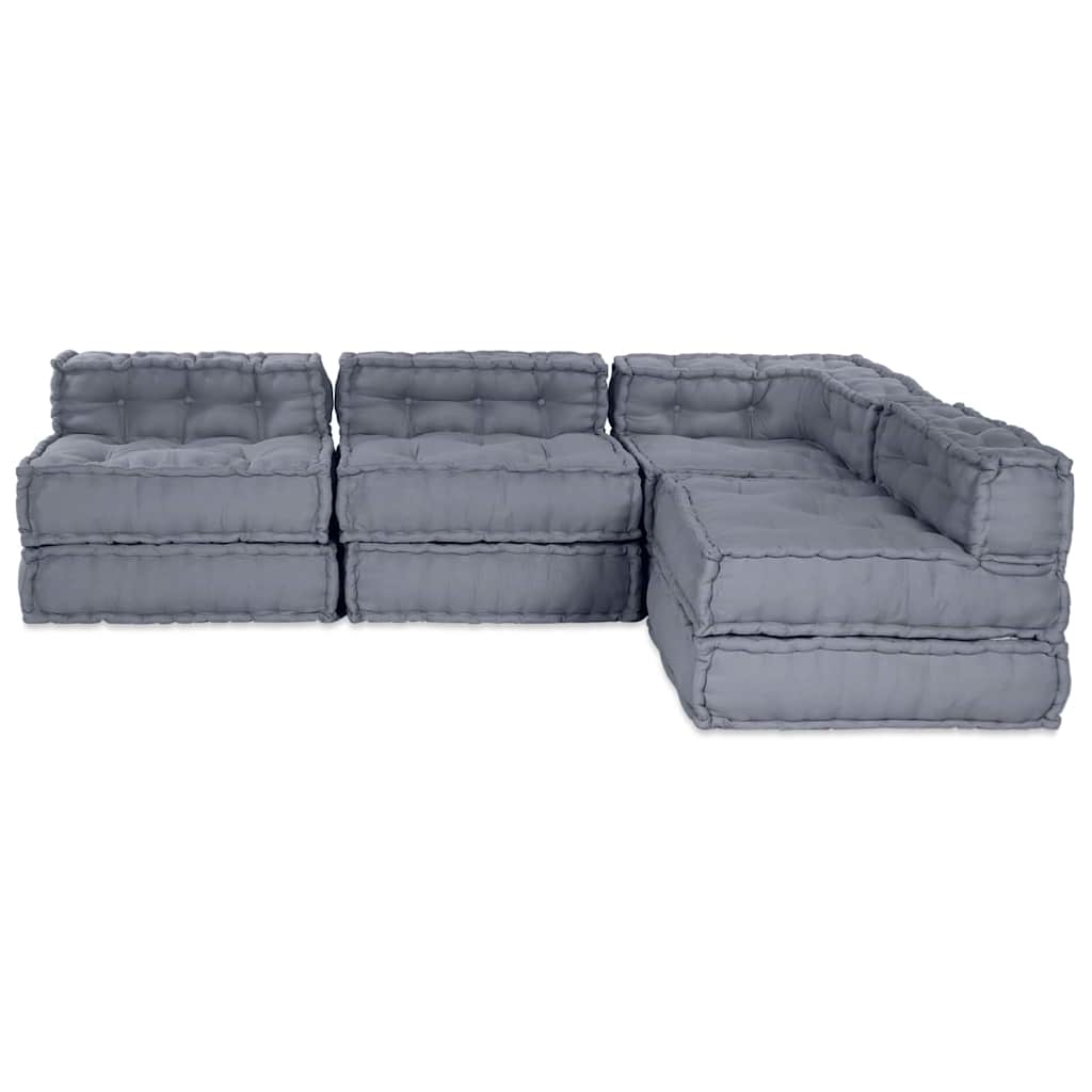 4-vietis modulinis pufas sofa konvertuojamas pilkos spalvos audinys