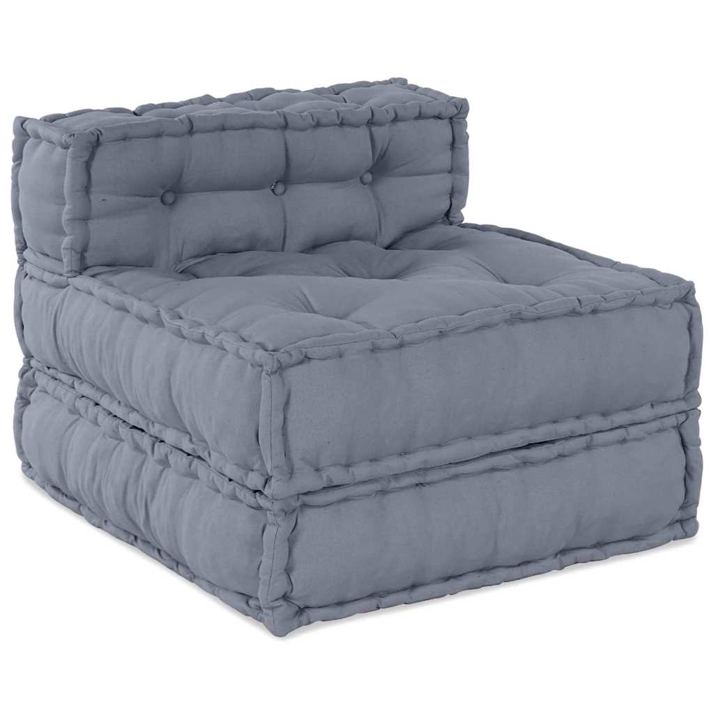 4 vietų modulinis pufas-sofa konvertuojamas pilkos medžiagos
