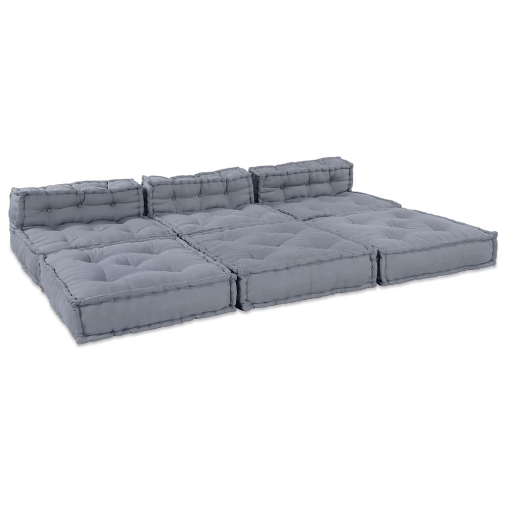 4 vietų modulinis pufas-sofa konvertuojamas pilkos medžiagos