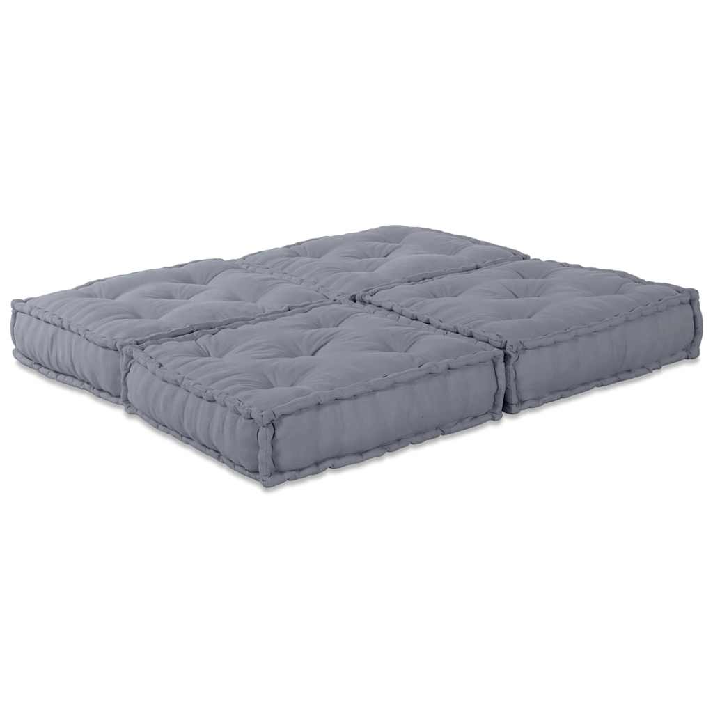 2-Vietis Modulinis Pufas Sofa, Konvertuojamas, Pilkos Medžiagos