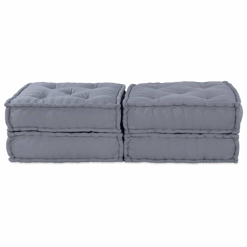 2-Vietis Modulinis Pufas Sofa, Konvertuojamas, Pilkos Medžiagos