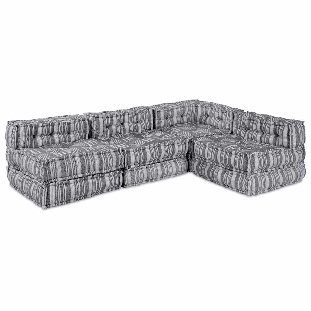 4-vietis modulinis pufas-sofa, konvertuojamas, šviesiai pilkos medžiagos
